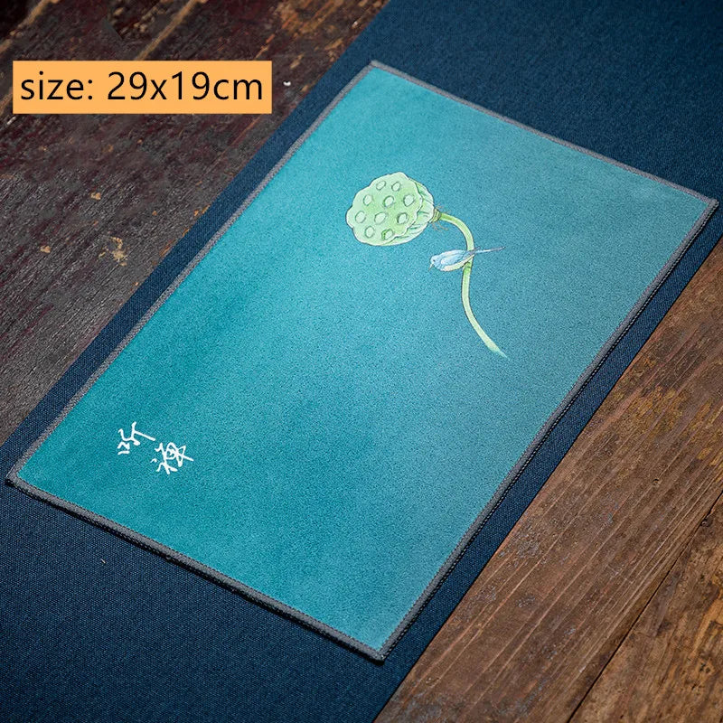 serviettes table bleu vert fleurs oiseaux paysages traditionnelles élégantes absorbantes coton thermiques