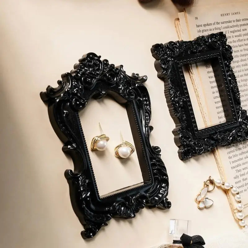 cadres photo noir baroque motifs floraux vintage gothique ornements décoration murale DIY accessoires photographie