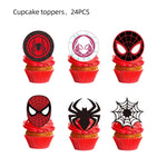 ensemble décoration anniversaire spider man vaisselle jetable nappe assiettes gobelets banderole ballons rouges