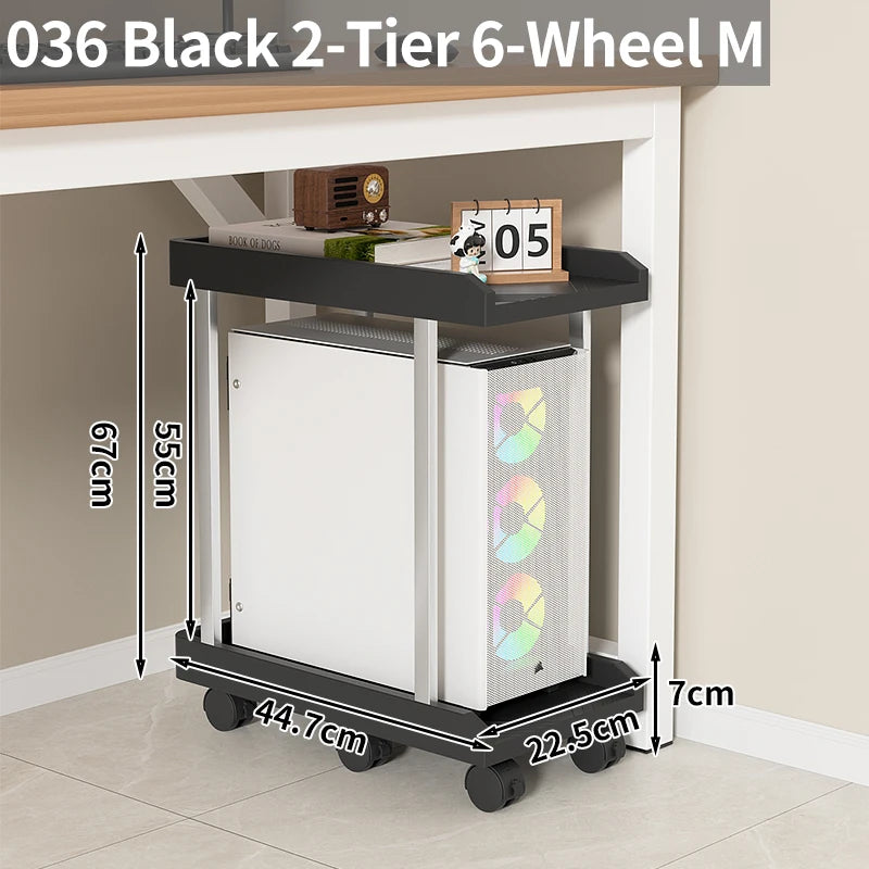 chariot mobile multifonctionnel roulettes blanc noir moderne organiser stockage tablettes cables charge