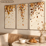 tableau moderne feuilles d'automne toile sans cadre beige marron doré nature morte pièces décoration