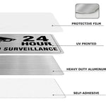 Panneau surveillance vidéo argenté noir caméra 24h adhésif rectangle moderneintérieurextérieur