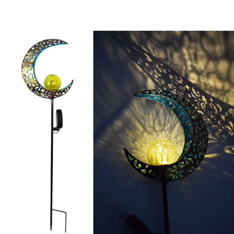 lumière solaire or artisanale étoiles motifs floraux oiseau jardin décoration extérieure