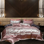 Housse de couette en coton satin jacquard fleurs de roses noire