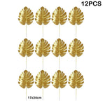 feuilles artificielles vert doré feuilles tropicales moderne extérieur décoration anniversaire mariage baby shower piquet
