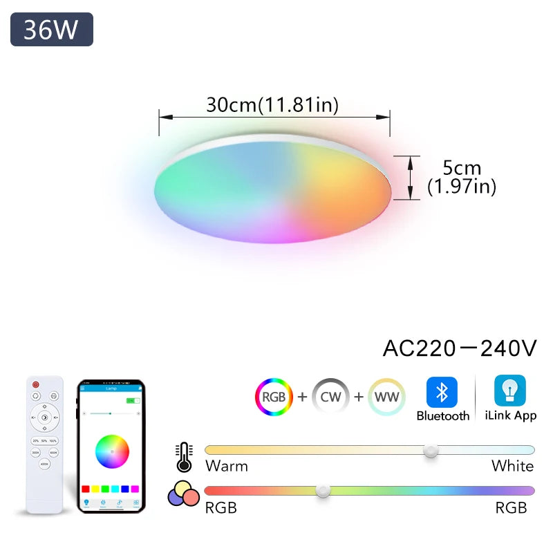 lampe moderne blanc smart app contrôle éclairage quotidien facile télécommande incluse flux lumineux élevé