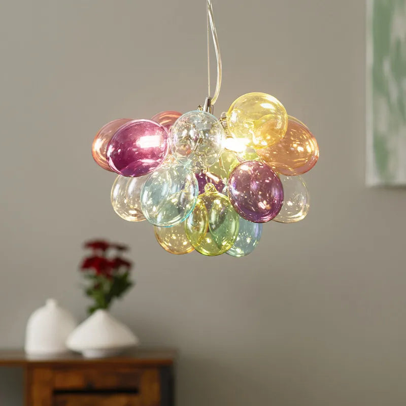 Suspension boule bulle verte design scandinave