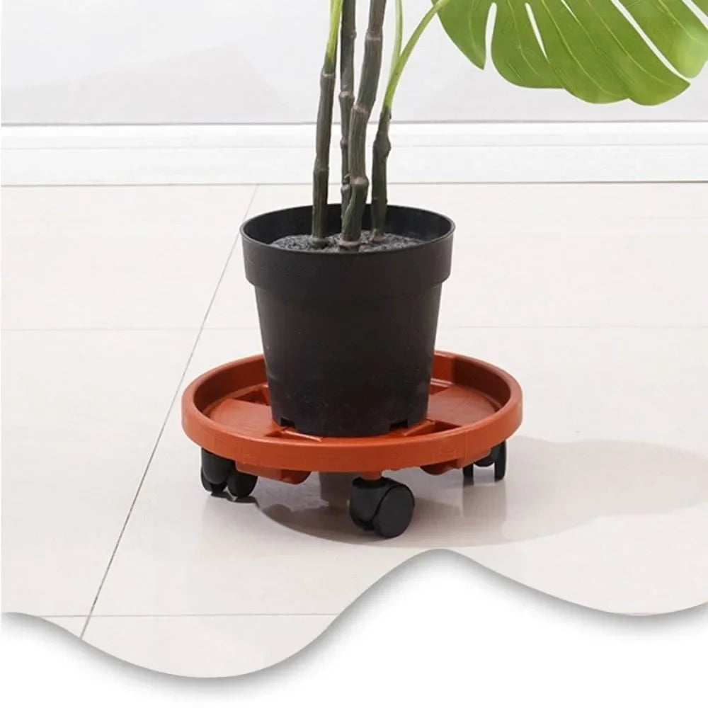 plateau roulettes plante orange pratique moderne roues noires 30cm 36cm