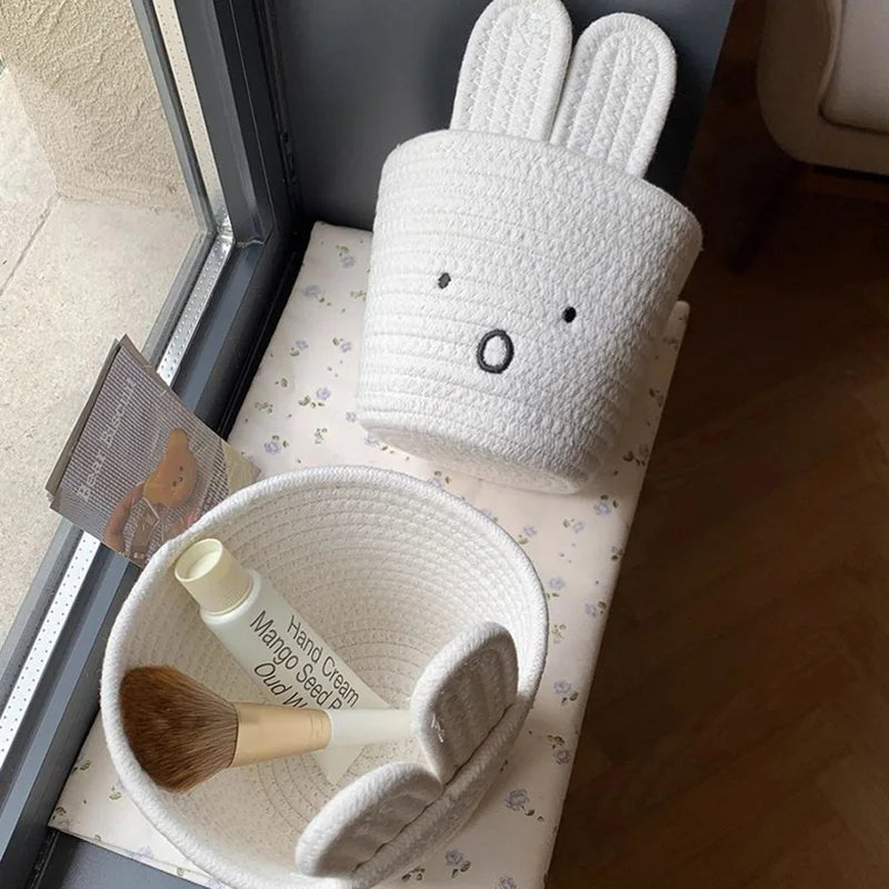 panier tressé mignon miffy blanc rangement cosmétiques dessin animé japonais