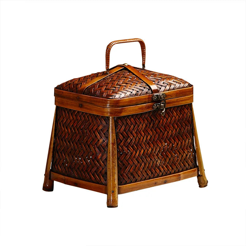 paniers osier marron clair panier couvercle tressage traditionnel vase blanc baguettes bambou rustique artisanal