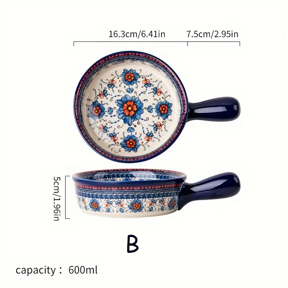 assiettes soupe vintage céramique fleur bleue rouge bordure ornée compatibles four lave vaisselle