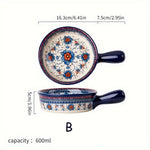 assiettes soupe vintage céramique fleur bleue rouge bordure ornée compatibles four lave vaisselle