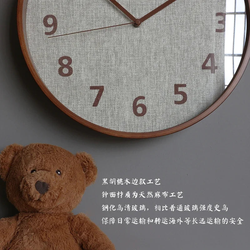 horloge murale bois nordique minimaliste aiguille miroir verre 12 pouces living room quartz