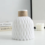 vases décoratifs blanc beige gris rose motif ondulé corde jute moderne