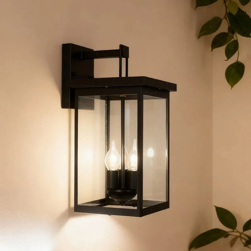lampe murale moderne noire transparente acier inoxydable éclairage extérieur étanche ip44
