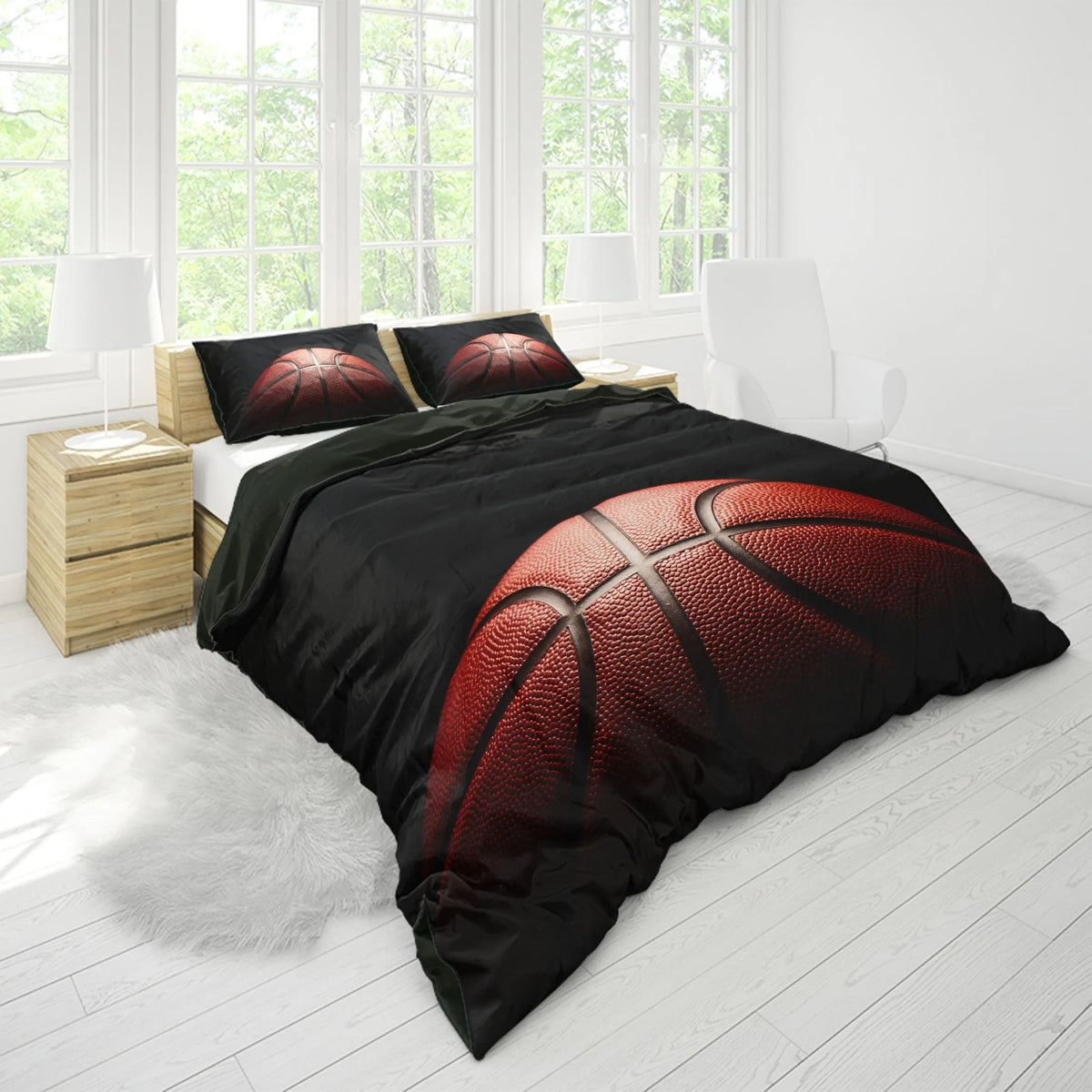 ensemble literie basket ball rouge moderne oreillers taies doreiller brosse texture ballons