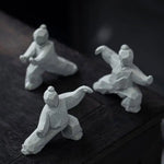 figurine tai chi métal gris clair asiatique minimaliste zen ornement maison