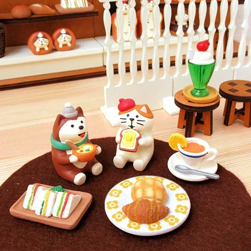 figurines chats desserts miniatures résine décoration maison cartoon mignon accessoires cuisine