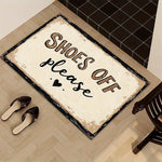tapis d'entrée moderne marron clair motif cœur shoes off antidérapant polyester