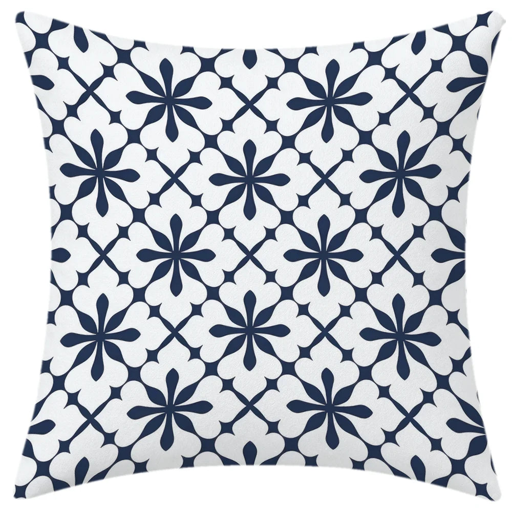 lot housses coussin géométriques bleu marine canapé salon chambre moderne