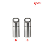 boîte rangement pilules acier inoxydable argenté moderne anneaux bouchons porte clés