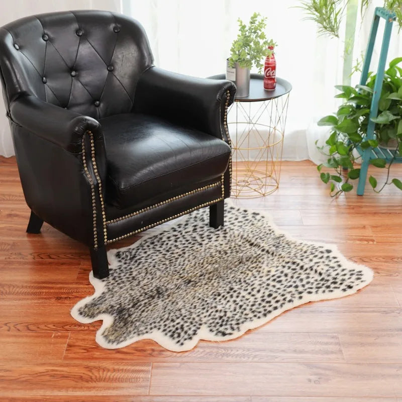 tapis léopard gris noir moderne daim intérieur salon chambre adhésif