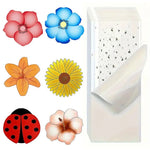 sticker mural décoratif moderne fleurs stylisées pavot tournesol rouge bleu orange jaune