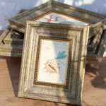 Cadre photo classique vintage brun foncé bleu clair insecte oiseau résine 10 pouces A4
