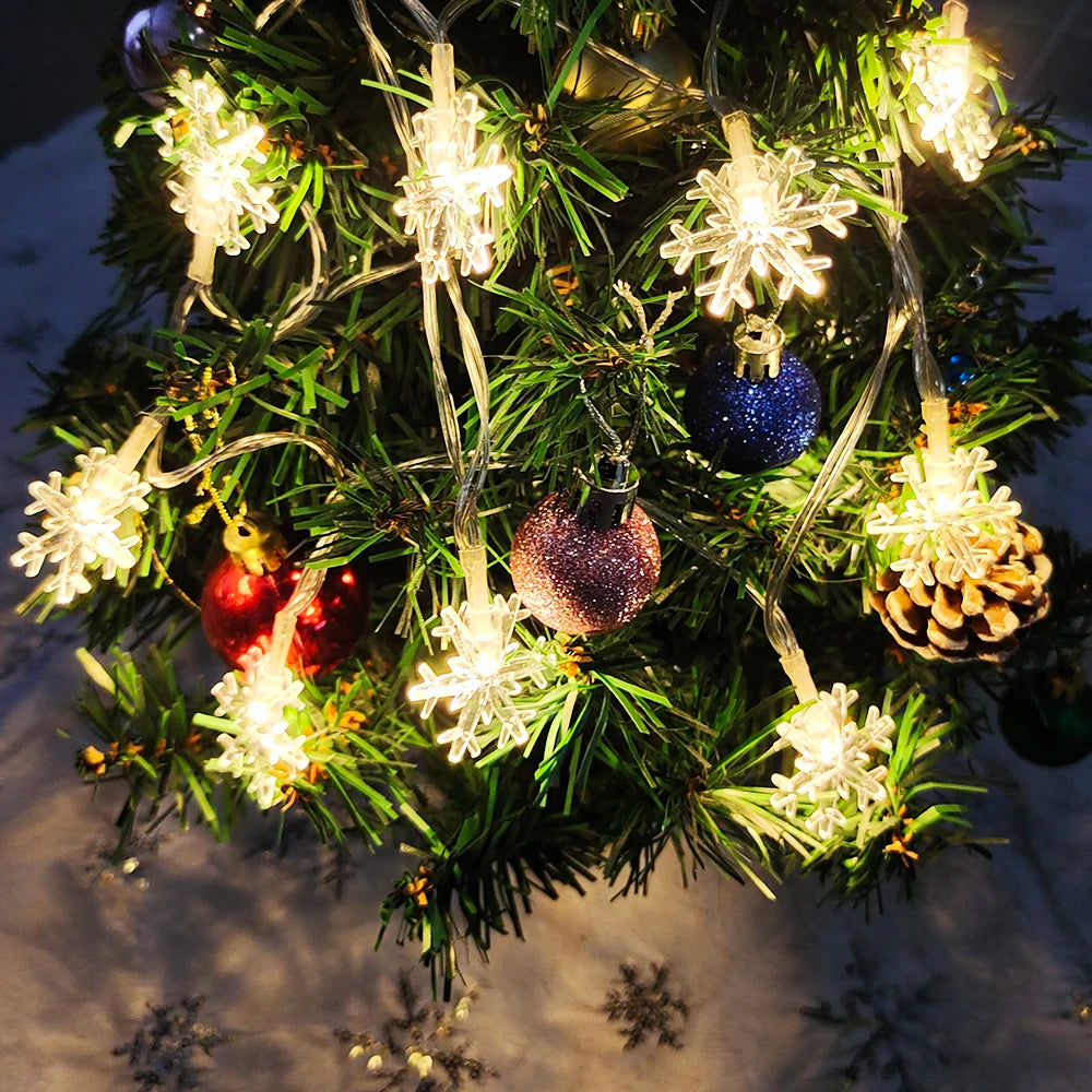 guirlande lumineuse noël pères noël flocons boules rennes clips festive rouge blanc doré