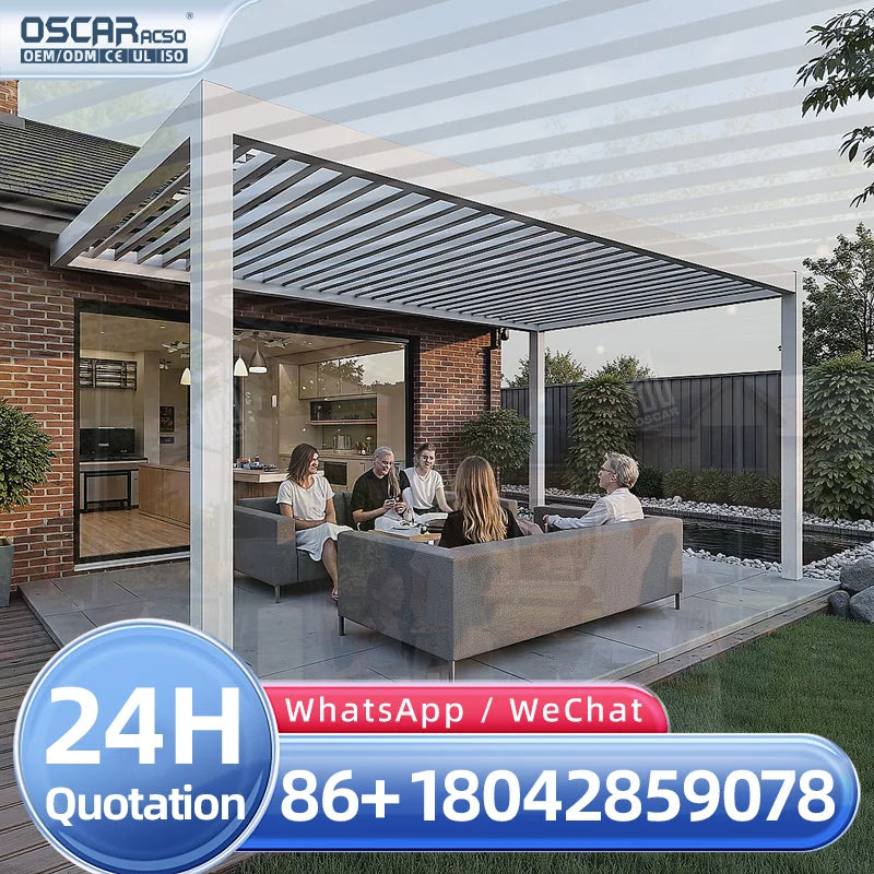 structure pergola métal gris foncé barreaux horizontaux moderne résistante intempéries assemblage facile respectueux environnement