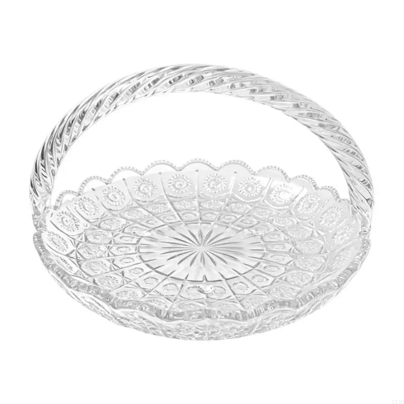 panier verre transparent relief géométrique bordure dentelée classique fruits décoration table basse