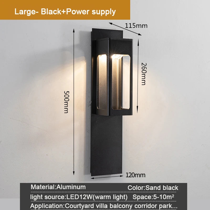 lampe murale led détecteur mouvement ip67 étanche moderne noir aluminiumextérieur contemporain 400mm haute qualité