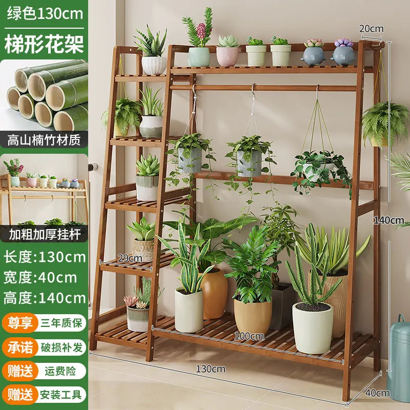 étagère plantes bois naturel moderne vis fixations pots différents 80cm largeur