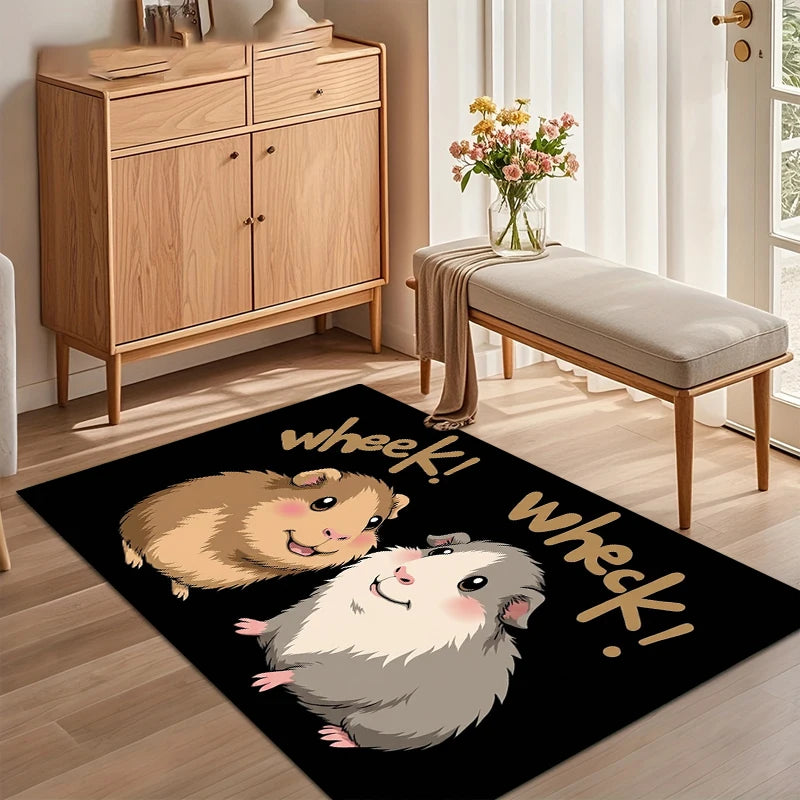 tapis cartoon hamsters mignons noir beige gris rose blanc moderne salon chambre bébé