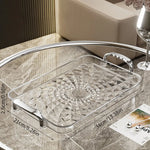 plateau rectangulaire transparent moderne poignées dorées diamant 3d nourriture rangement cuisine élégant respectueux environnement