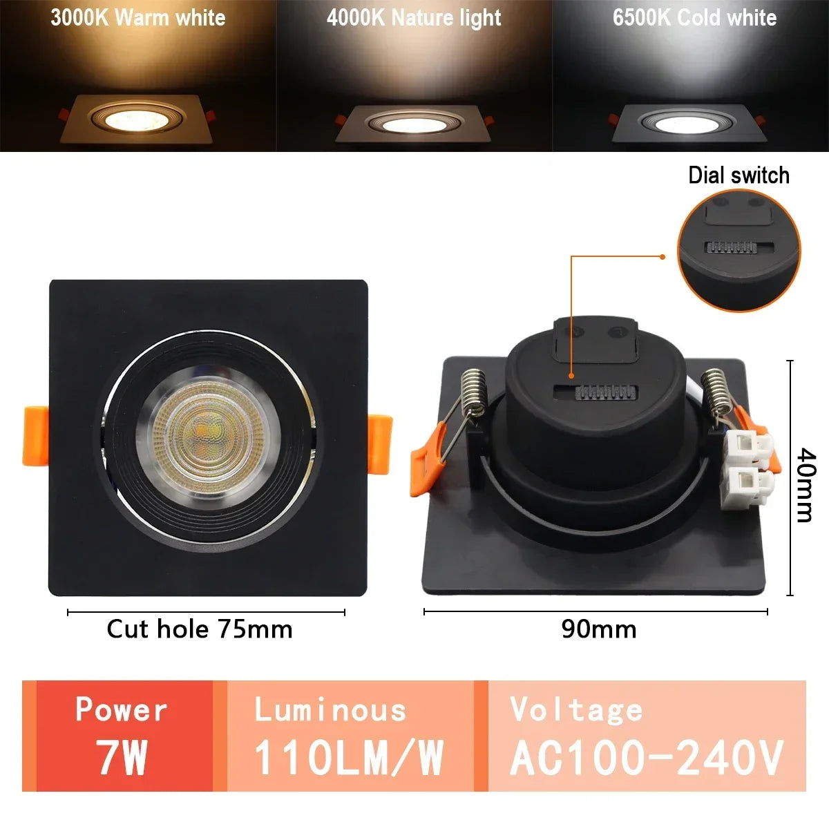 Spot LED blanc moderne 10W 14W 17W 20W 24W 6W câble adaptateur