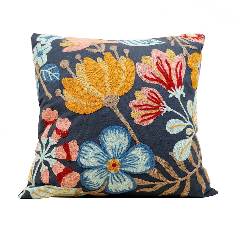 taie d'oreiller carrée moderne motif floral multicolore polyester décoration lit canapé voiture