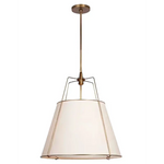 Suspension lumineuse moderne conique blanche dorée haut bas tissu opaque e27