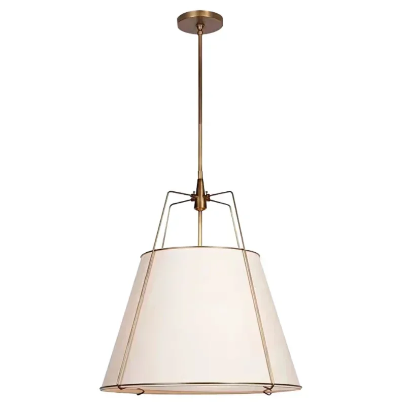 Suspension lumineuse moderne conique blanche dorée haut bas tissu opaque e27