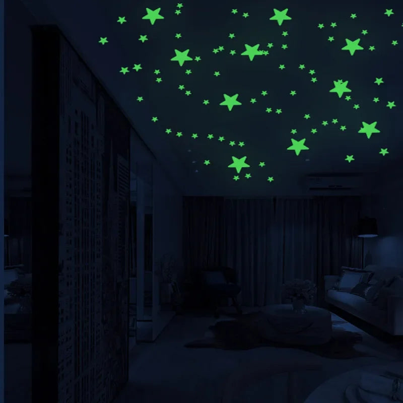 sticker lumineux étoiles vert fluo moderne adhésif chambre enfant décoration mur pièce