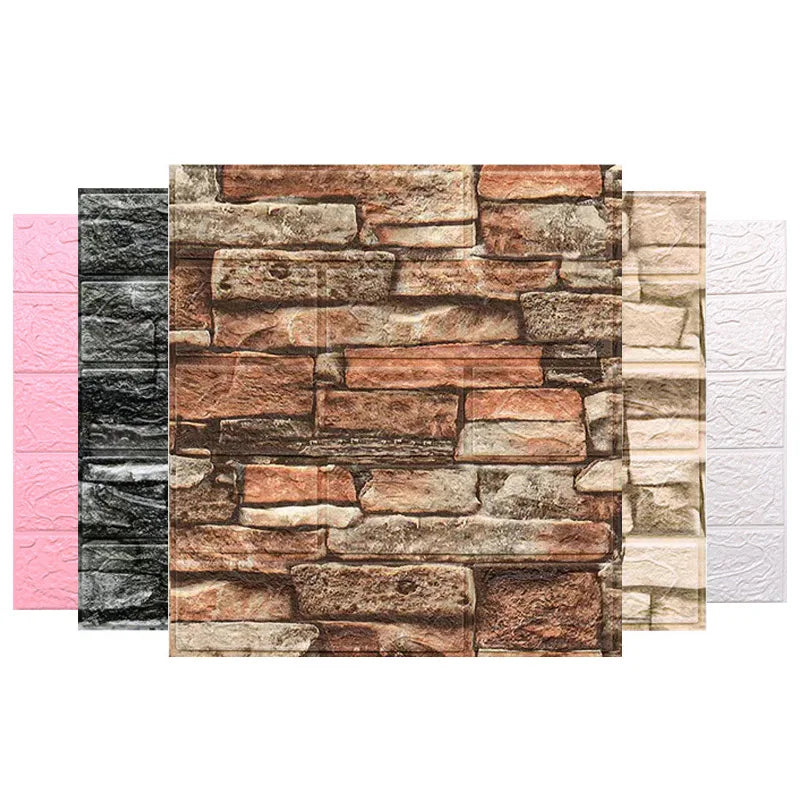 décoration murale adhésive brique texture moderne panneau noir rose marron rustique
