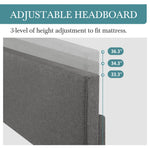 lit gris moderne tissu uni cadre assemblage matelas recommandé boîte springs adjustable headboard