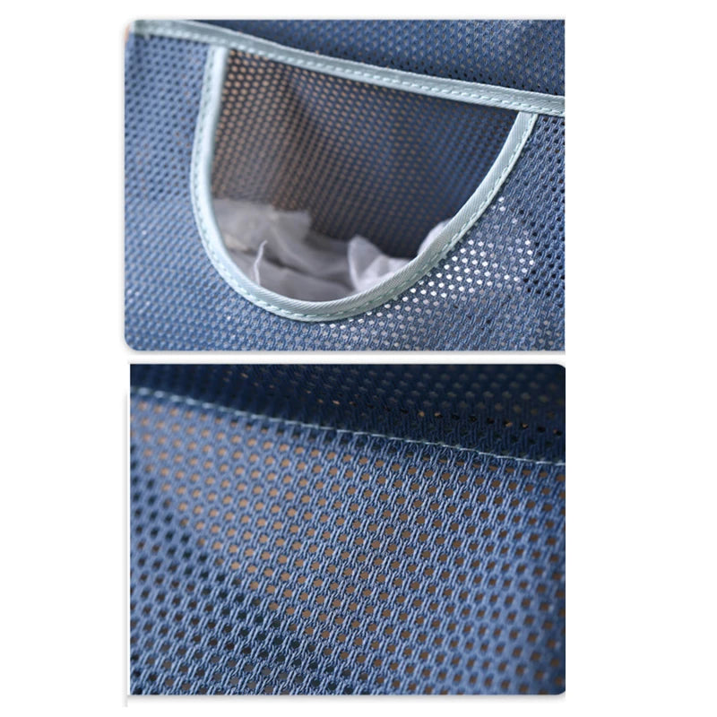 sac serviettes bleu marine gris clair maille fine moderne pratique poche amovible poignées tissu