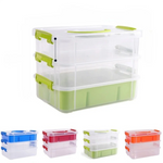 boîte rangement transparente moderne multicolore compartiments réutilisable plastique respectueux environnement poignées détachables