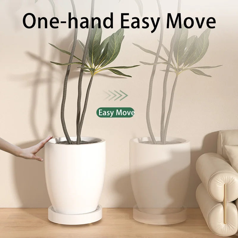 supports rotatifs pots fleurs blancs rond minimalistes roulettes pivotantes plastique opaques