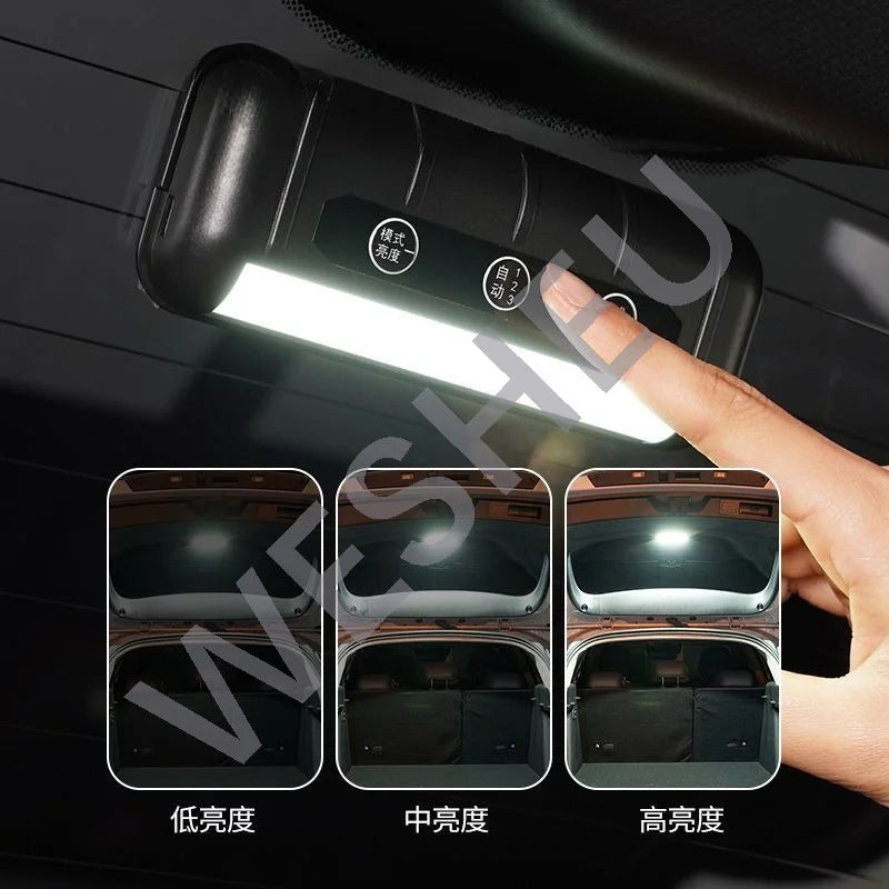 lampe coffre voiture led solaire rechargeable adhésif noir moderne sans fil détecteur mouvement