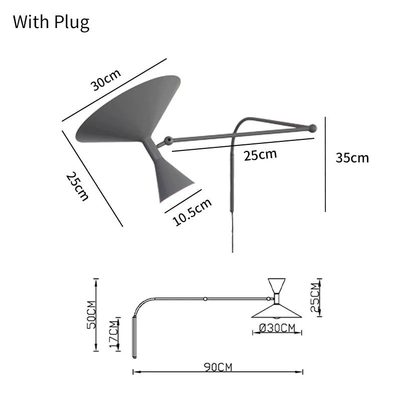 lampe murale moderne conique blanc noir gris fixée mur éclairage quotidien minimaliste