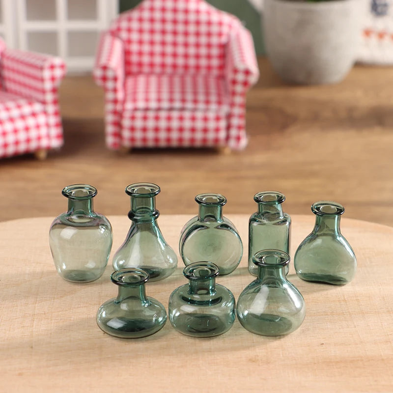 miniatures vases verre transparents vert clair décoration maison classique vintage Pods