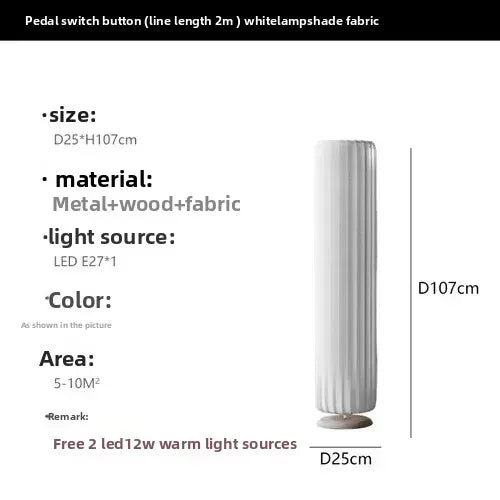 lampe sol moderne blanche tissu rayures verticales cylindrique salon chambre intérieur chic
