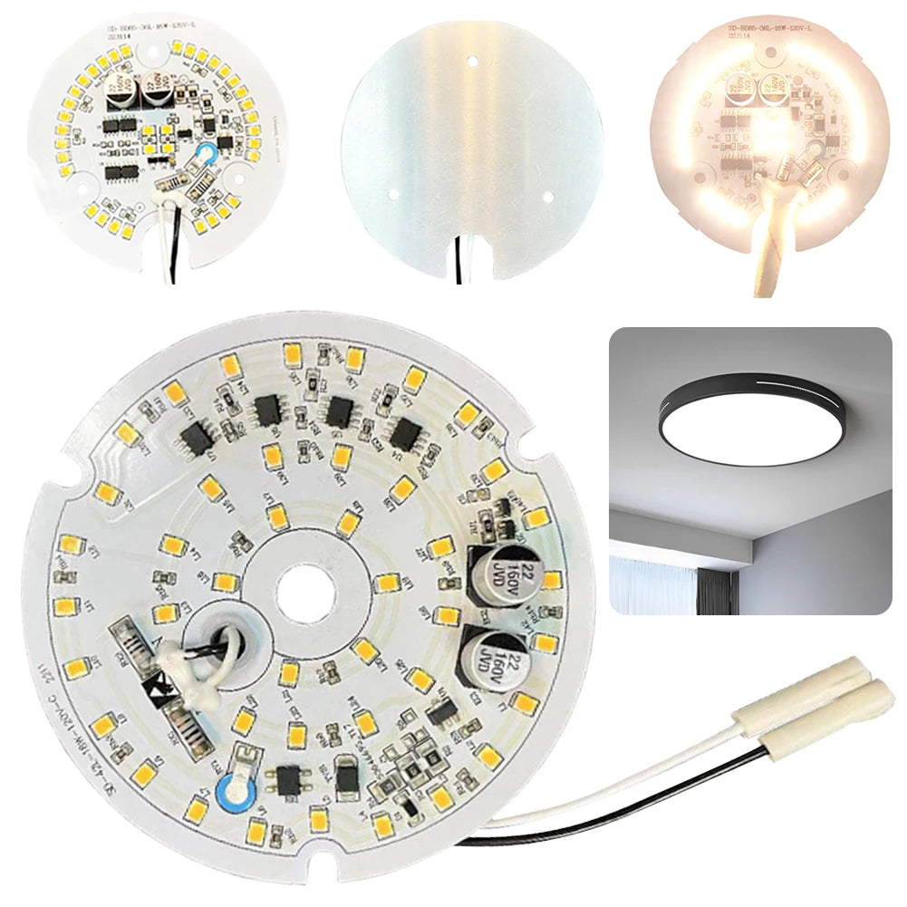 Kit luminaires LED ventilateur moderne blanc circulaire 18W opaquet vis fixation